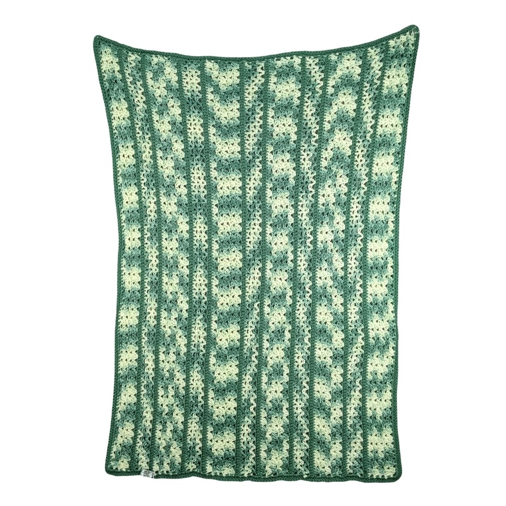 Handmade Crochet Throw Blanket‎ Green 34x49 Sage Mint Boho Cottage Farmhouse